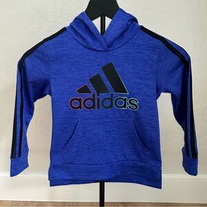 Girls Adidas Royal Blue/Purple Pull Over Hoodie with classic front Logo. Size 5T